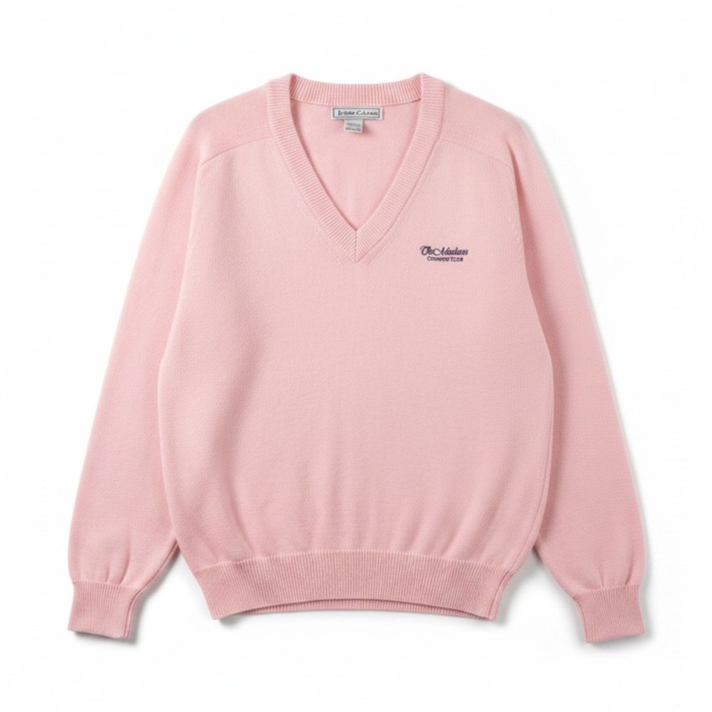 Vintage Izod Club Golf Sweater Womens Large Pink V Neck 90s Relaxed USA Made
